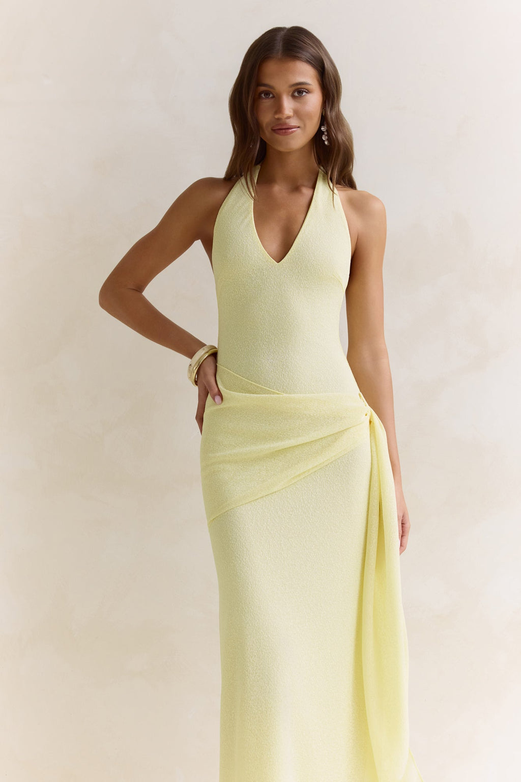 Sun Chasers Halter Maxi Dress Yellow