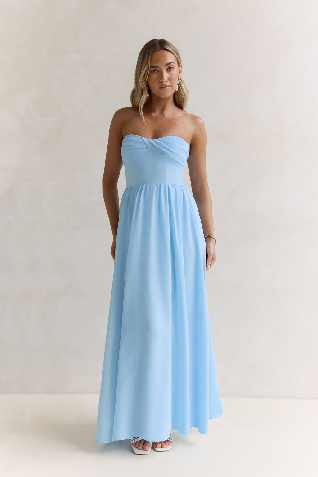 Wishful Seasons Strapless Maxi Dress Blue