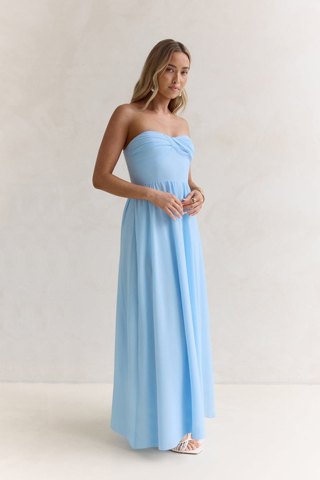 Wishful Seasons Strapless Maxi Dress Blue