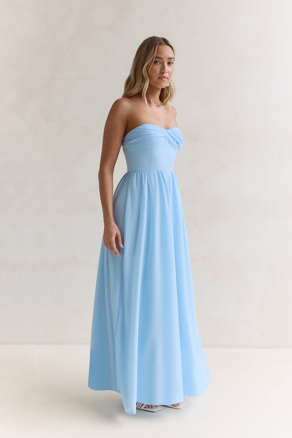 Wishful Seasons Strapless Maxi Dress Blue