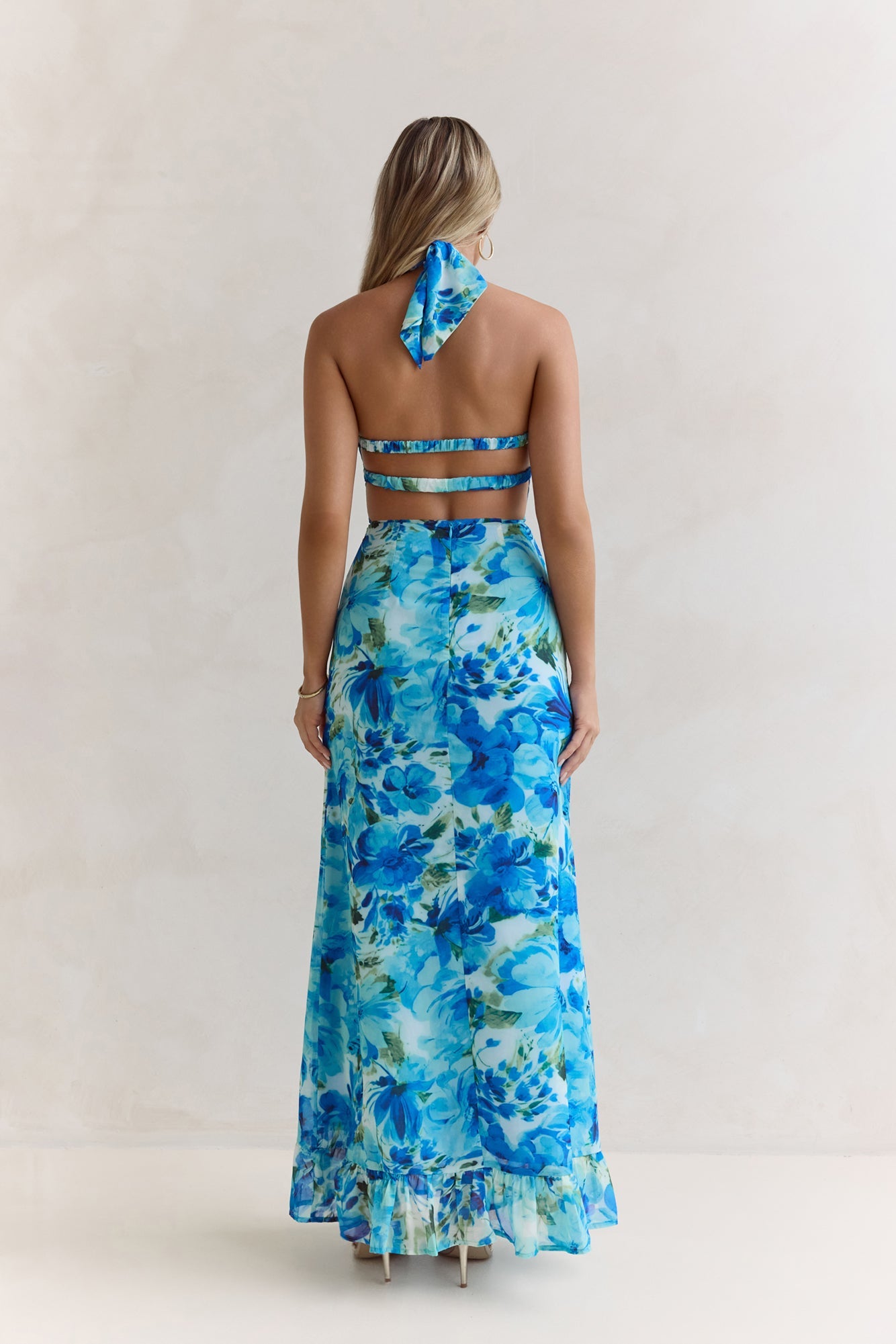 Volume Up Strapless Maxi Dress Blue