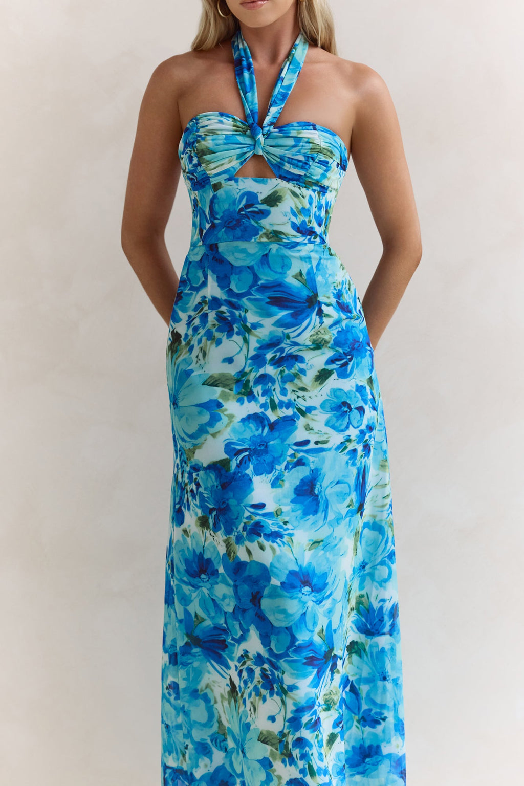 Volume Up Strapless Maxi Dress Blue