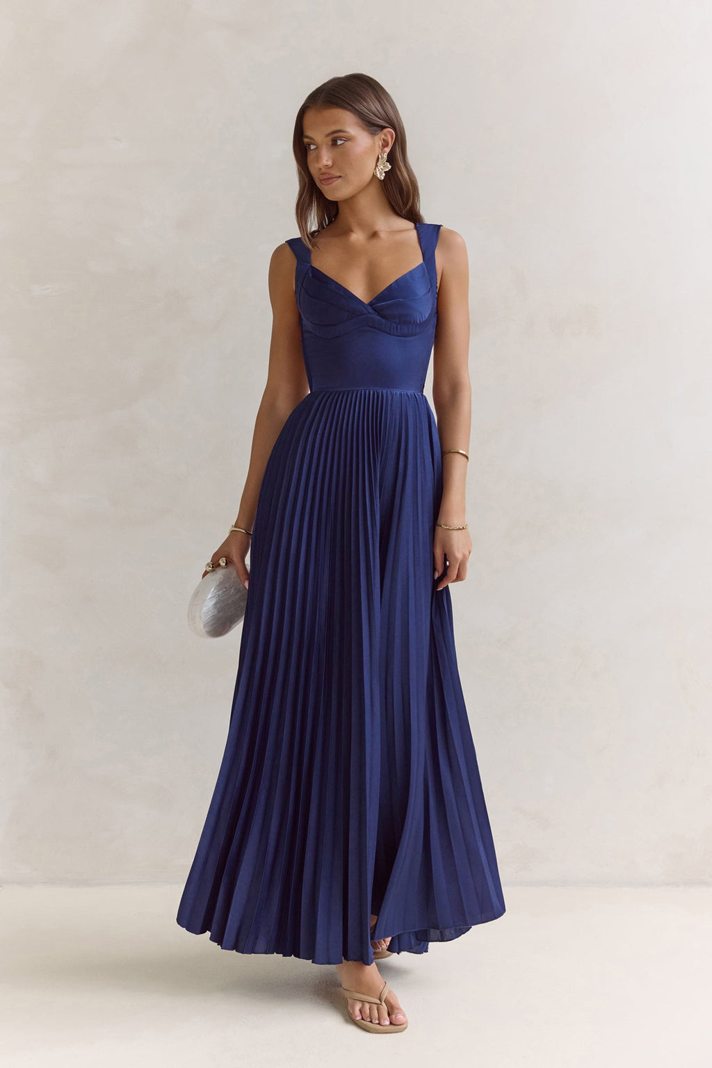 Song Of The Sky Plisse Maxi Dress Navy