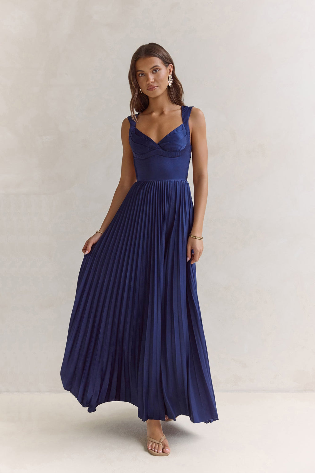 Song Of The Sky Plisse Maxi Dress Navy