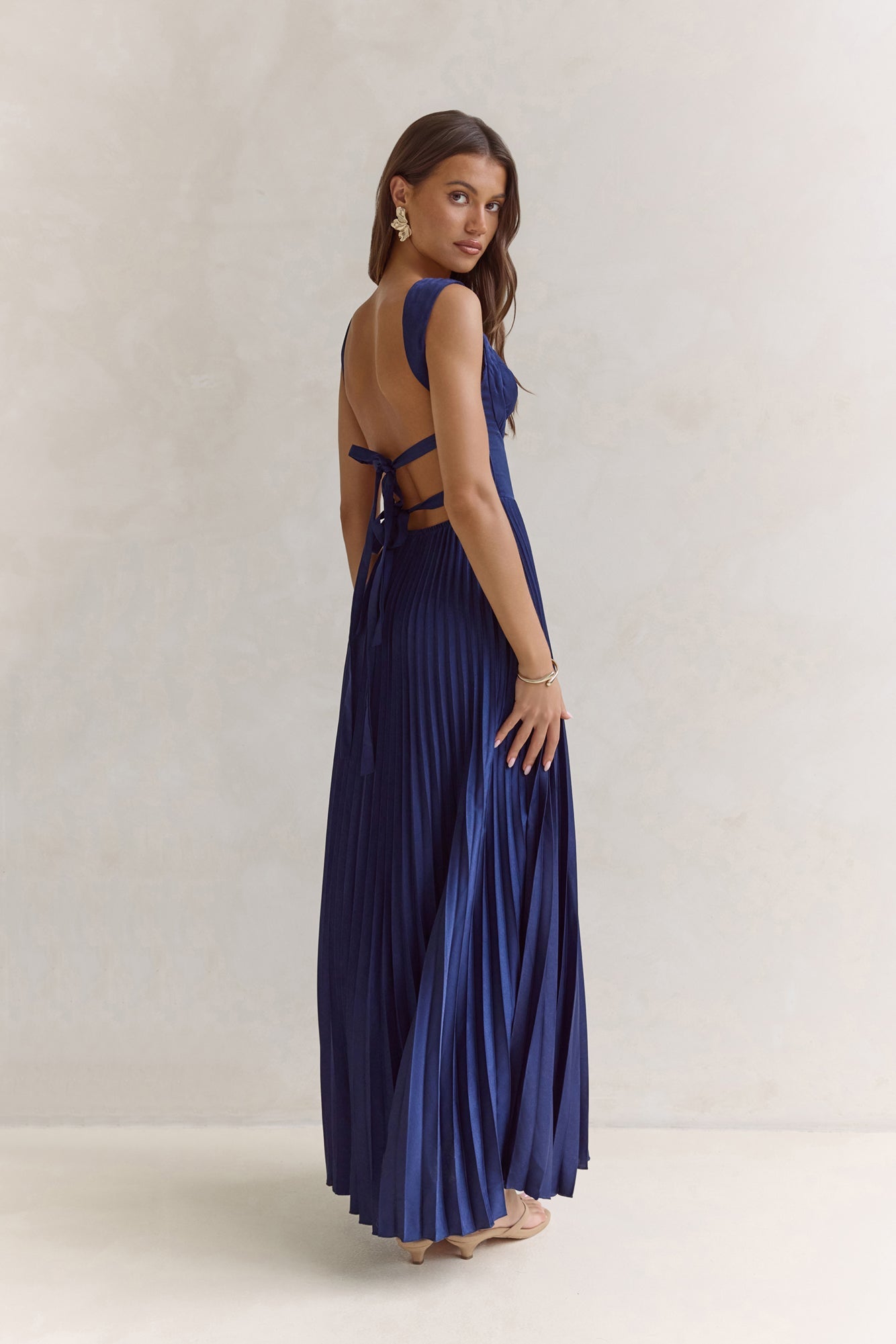 Song Of The Sky Plisse Maxi Dress Navy
