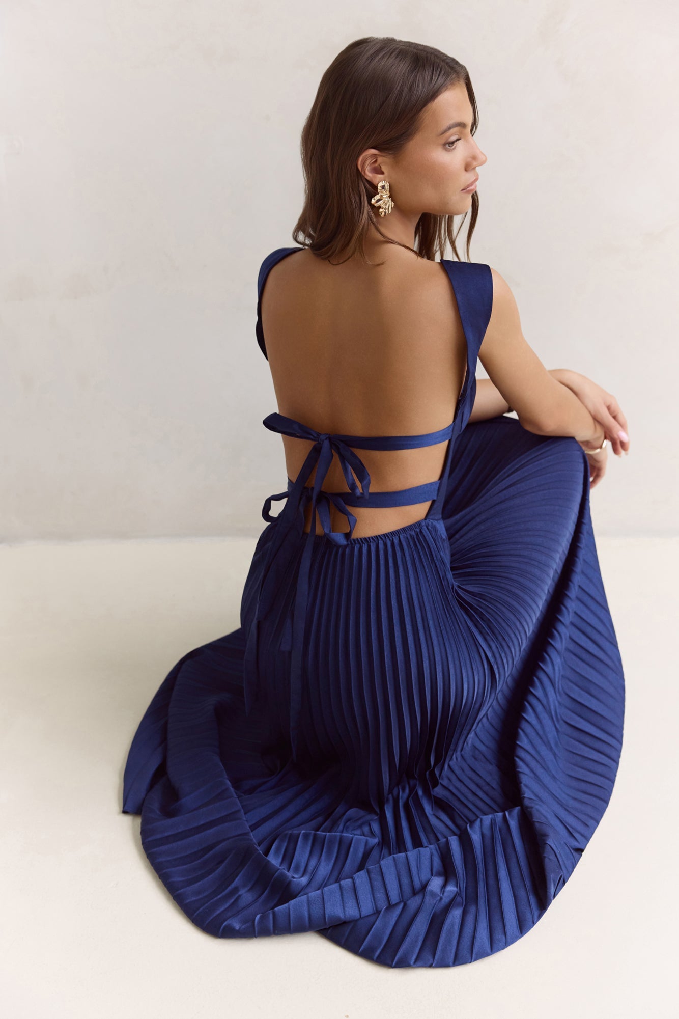 Song Of The Sky Plisse Maxi Dress Navy