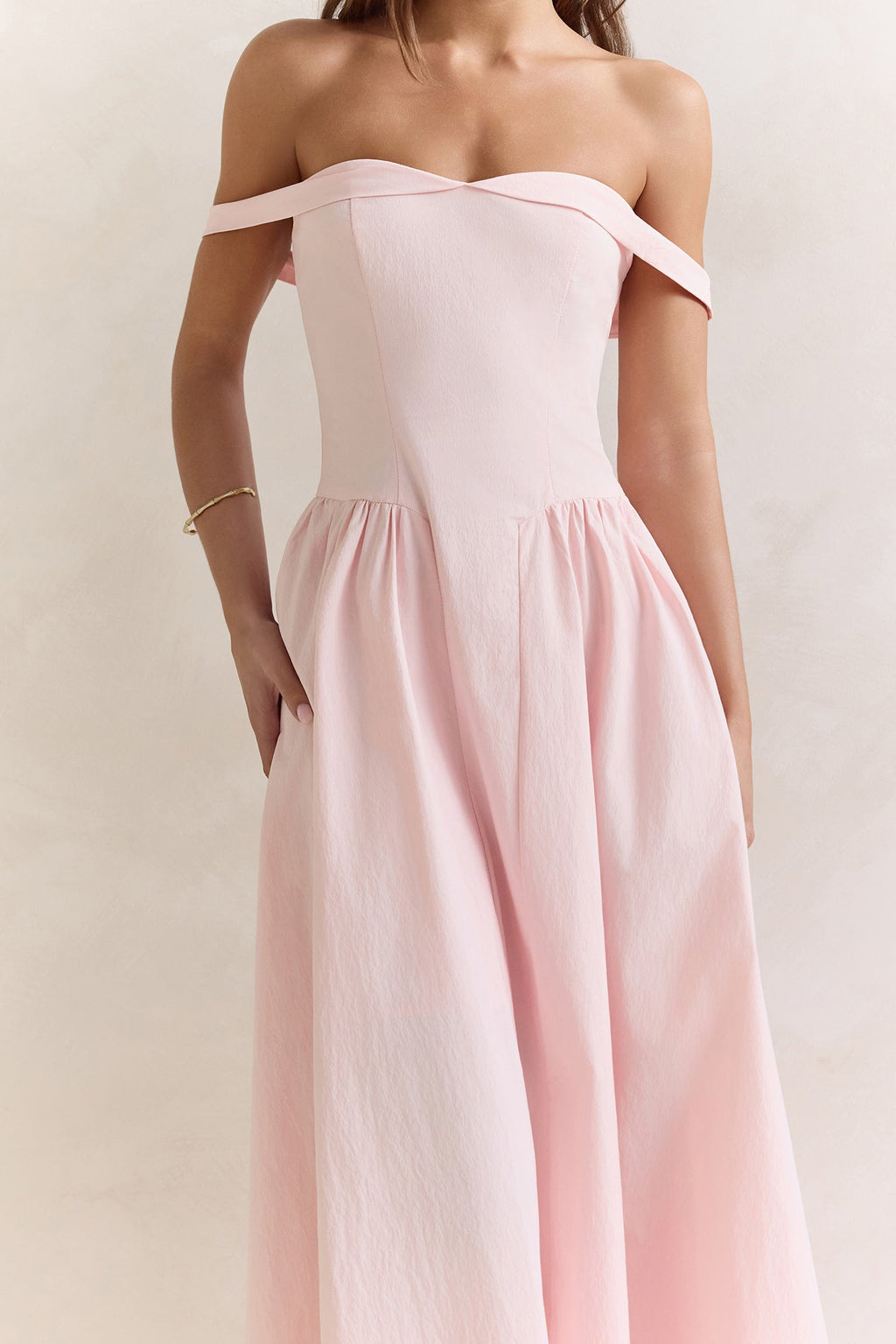 Memory Of Fate Off Shoulder Maxi Dress Pink