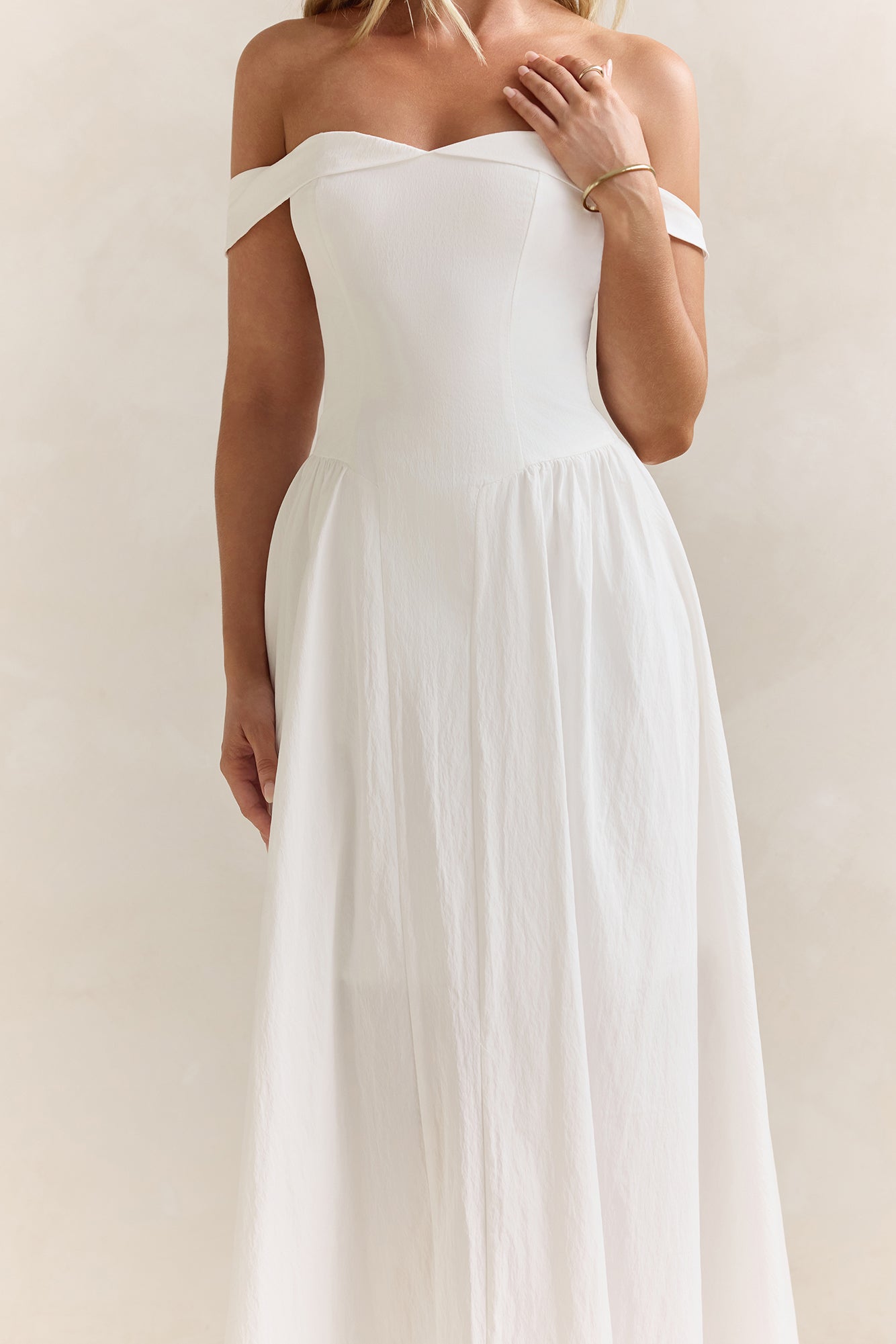 Memory Of Fate Off Shoulder Maxi Dress White
