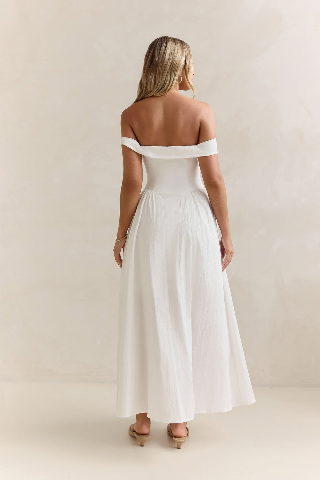 Memory Of Fate Off Shoulder Maxi Dress White