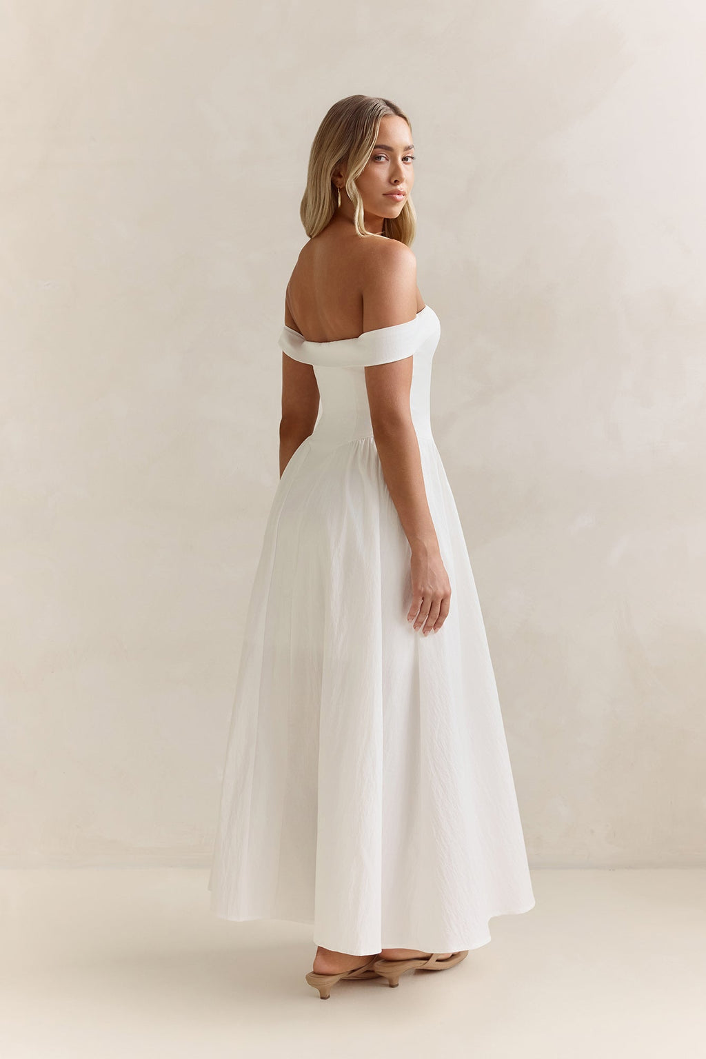 Memory Of Fate Off Shoulder Maxi Dress White