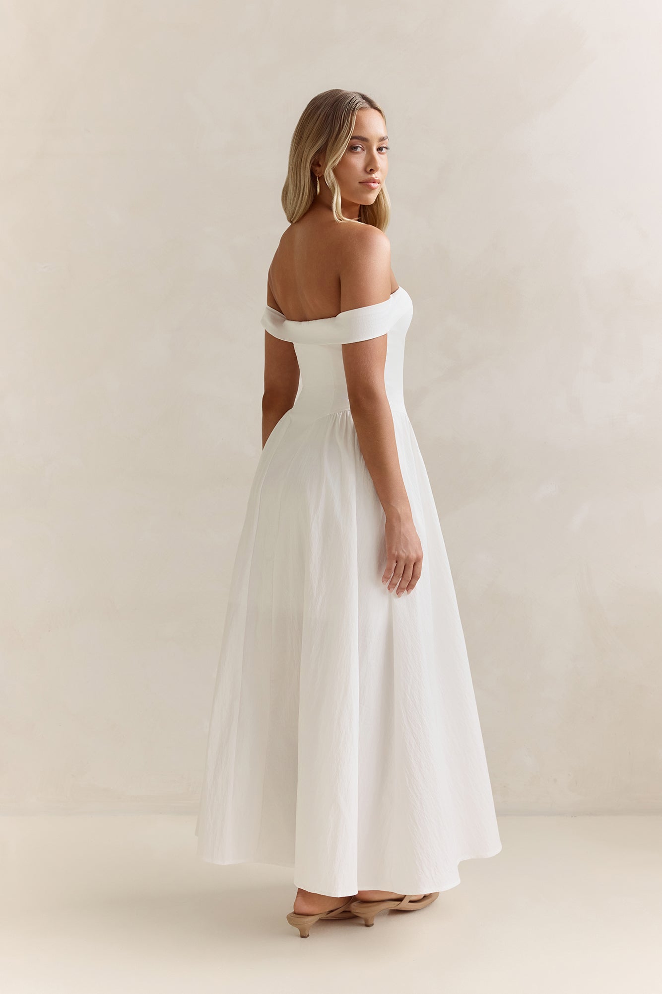 Memory Of Fate Off Shoulder Maxi Dress White