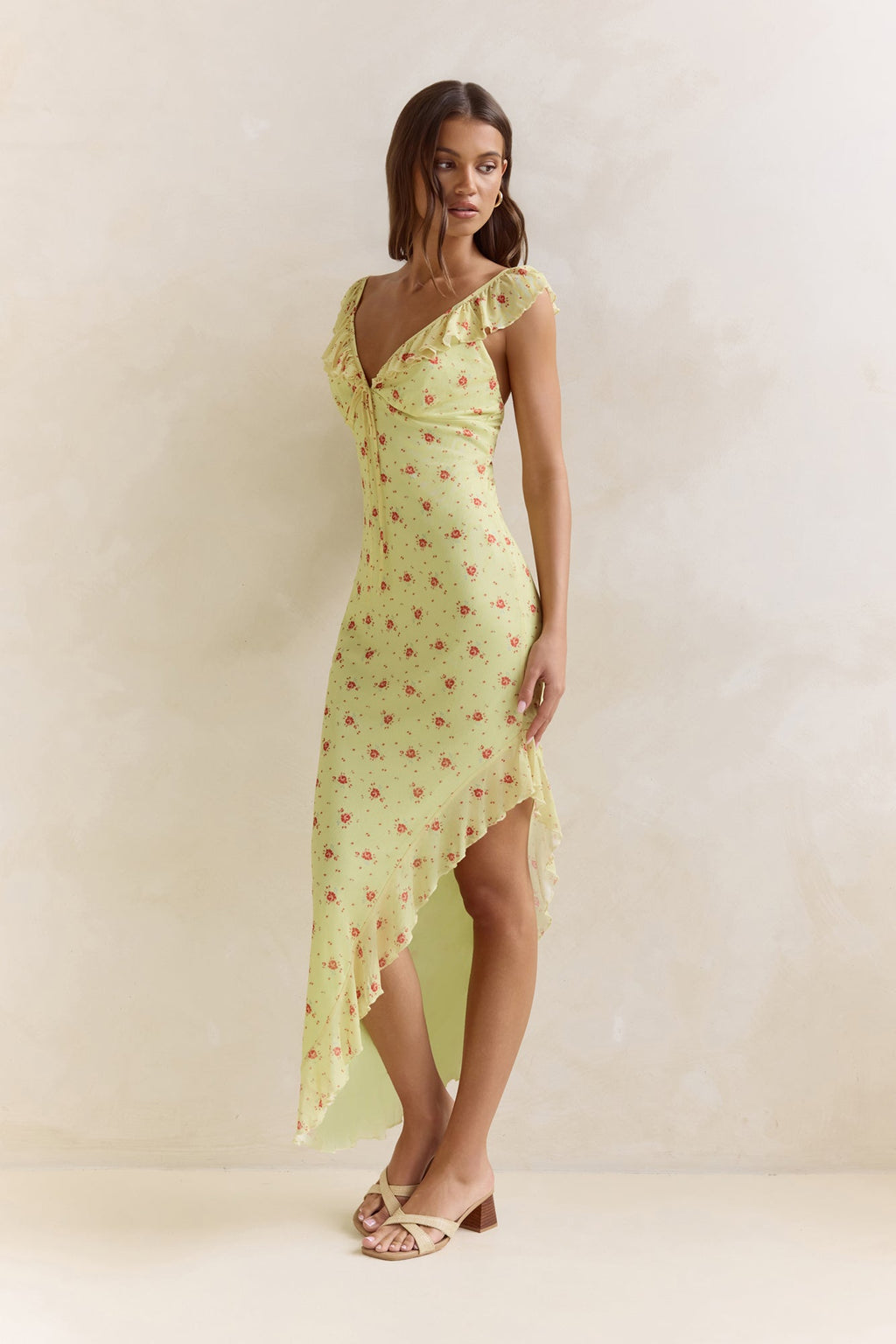 Imaginations Mesh Maxi Dress Yellow