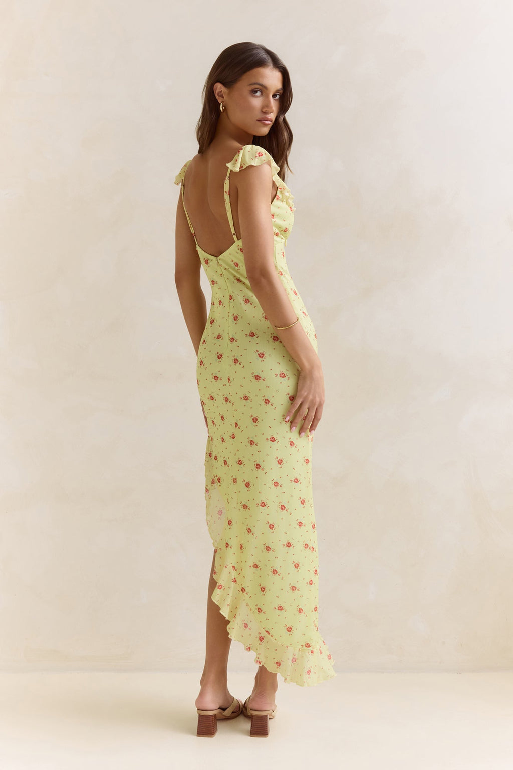Imaginations Mesh Maxi Dress Yellow