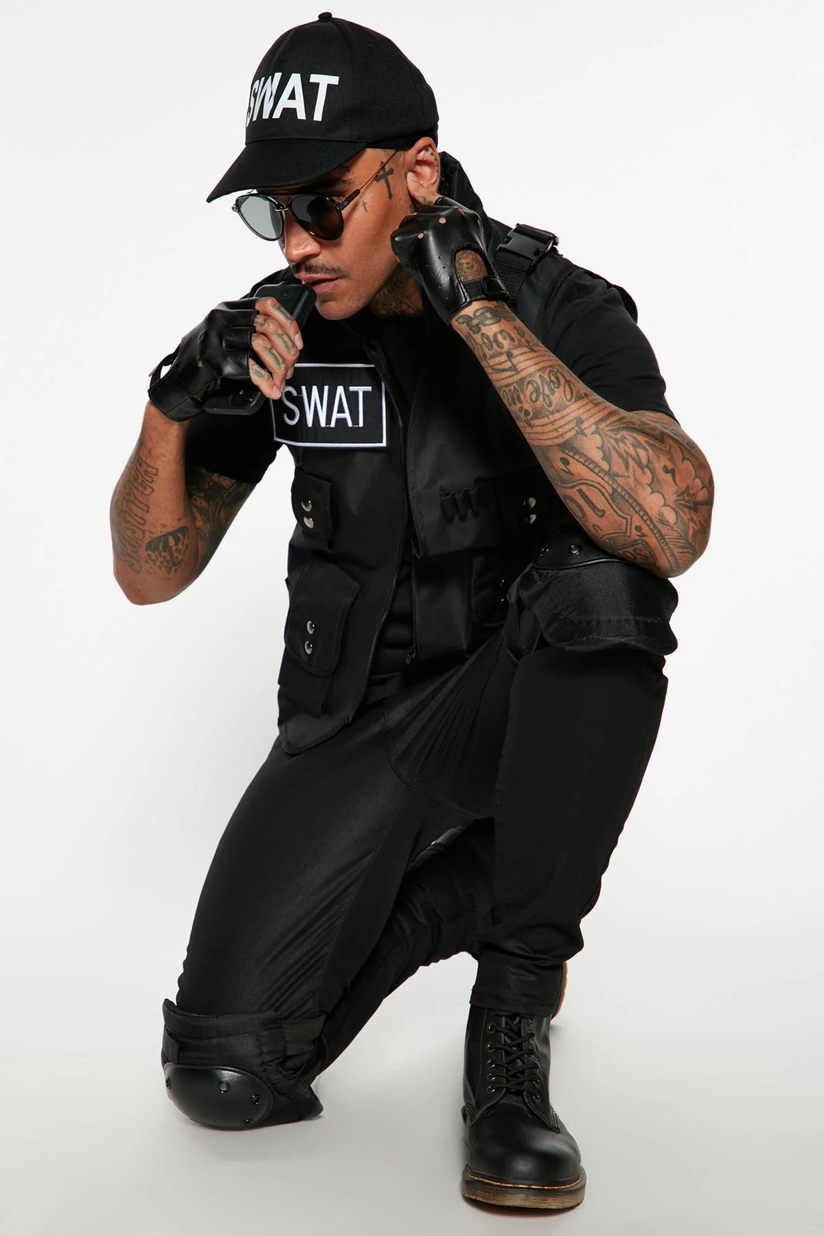 Swat Boss 4 Piece Costume Set - Black