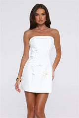 Blushing Hour Strapless Mini Dress White