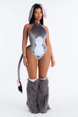 Pout And Play 3 Piece Costume Set - Grey
