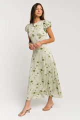 Savannah Floral Midi Dress in Green