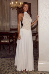 JUDITH HALTER LOW BACK MAXI DRESS - CREAM