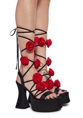 Rosey Pixie Queen Platform Heels - Black