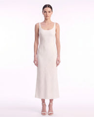 Textured Scoop Neck Column Midi Dress - Ivory