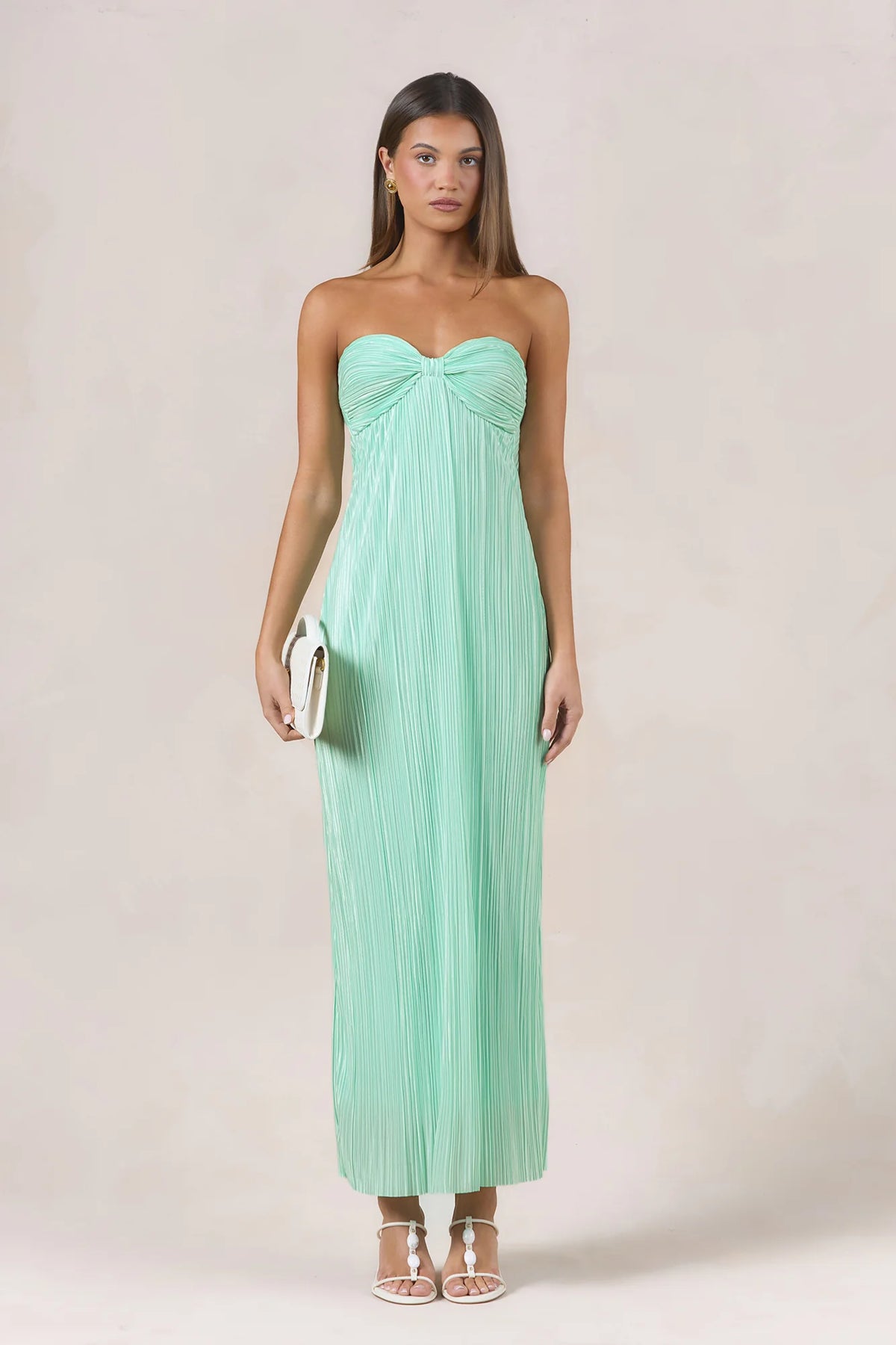 Island Solitude Plisse Strapless Maxi Dress Aqua
