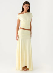 Liana Ruched Maxi Skirt - Yellow