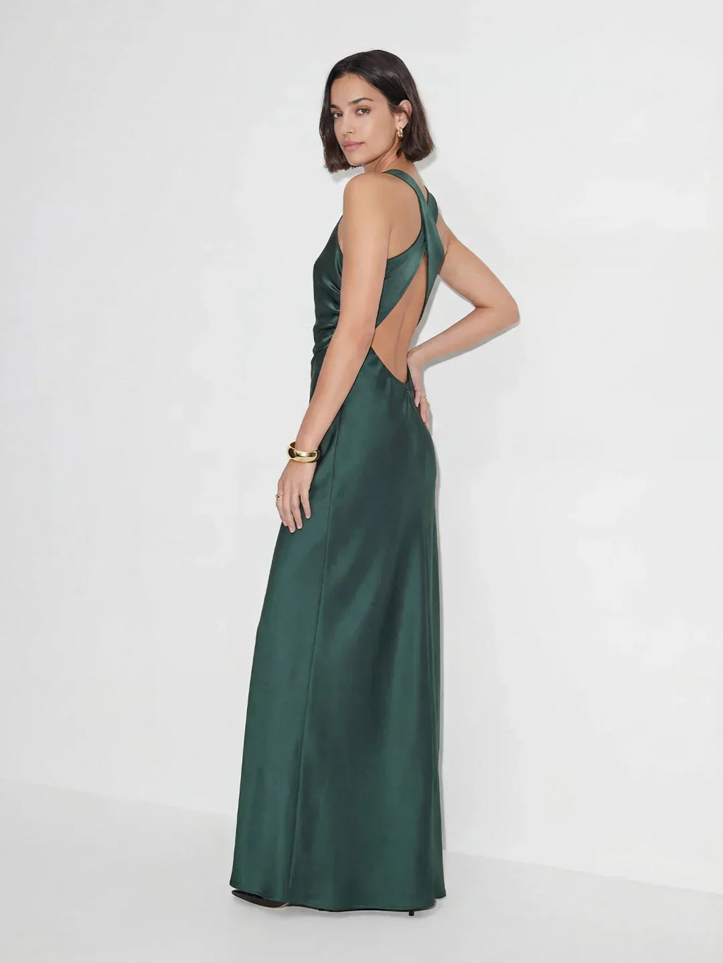 Elegant Cowl Neck Satin Gown