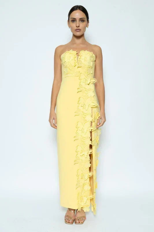 Éloise Floral Appliqué Column Maxi Dress