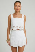 Evren Embroidered Scallop Top