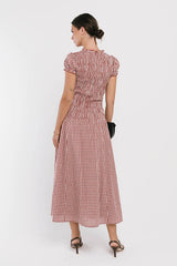 Opal Gingham Maxi Dress in Burgundy