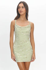 Larah Jacquard Mini Dress Green