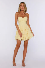A Girl Can Dream Strapless Mini Dress Yellow
