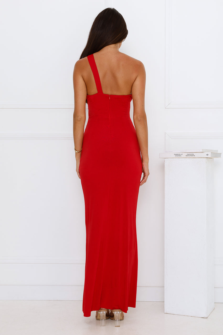 Beachside Fiesta One Shoulder Maxi Dress Red