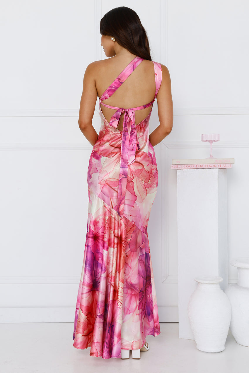 Call Me Pretty One Shoulder Satin Maxi Dress Purple