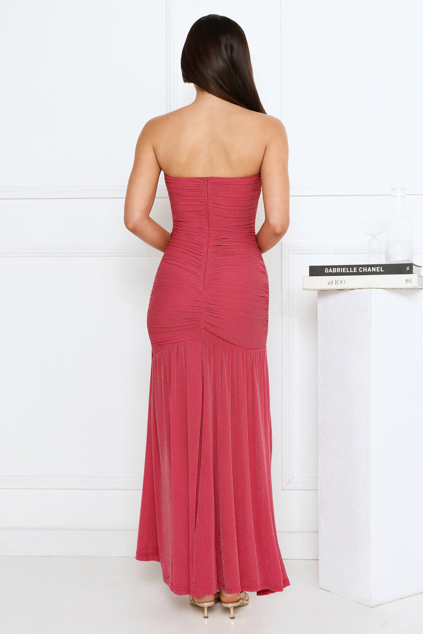Cocktail Queen Strapless Maxi Dress Pink