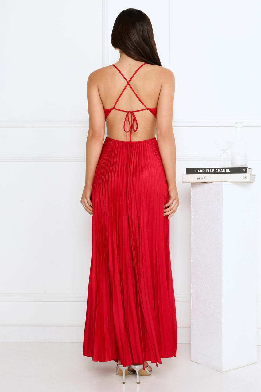 In My Prime Satin Maxi Dress Red