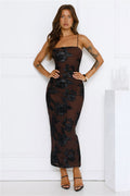 Estelle Mesh Maxi Dress Brown