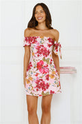 Luxe Seraphina Off Shoulder Mini Dress Pink