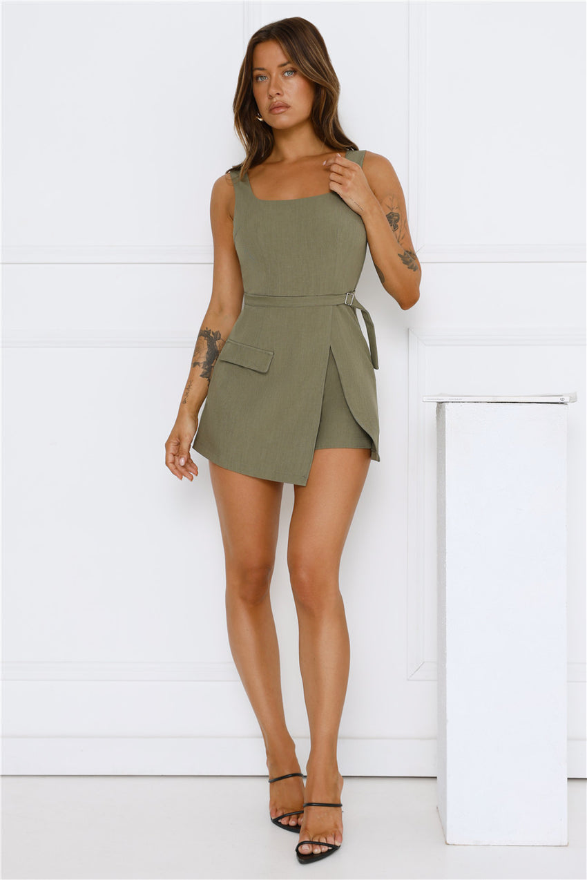 Be My Editor Romper Khaki