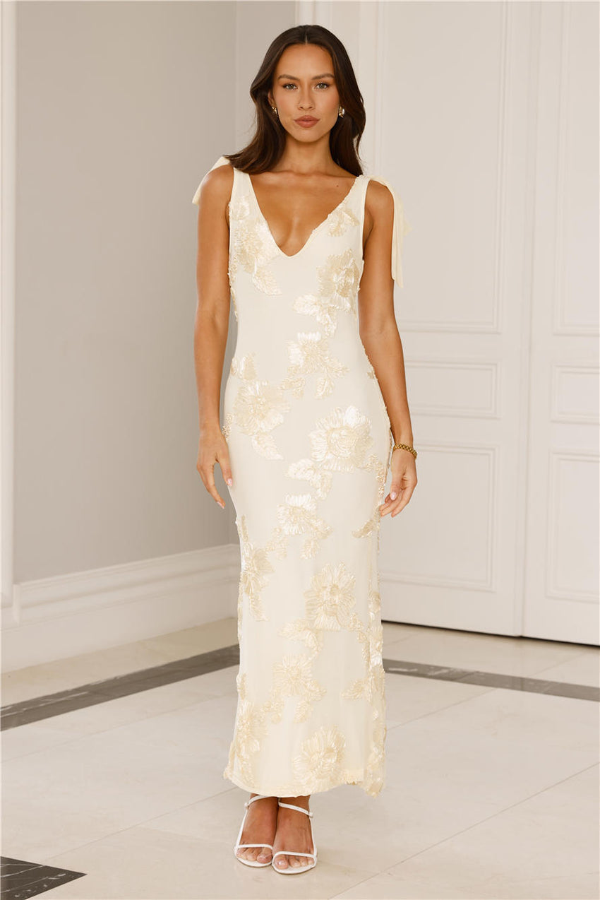 Golden Doll Mesh Maxi Dress Yellow