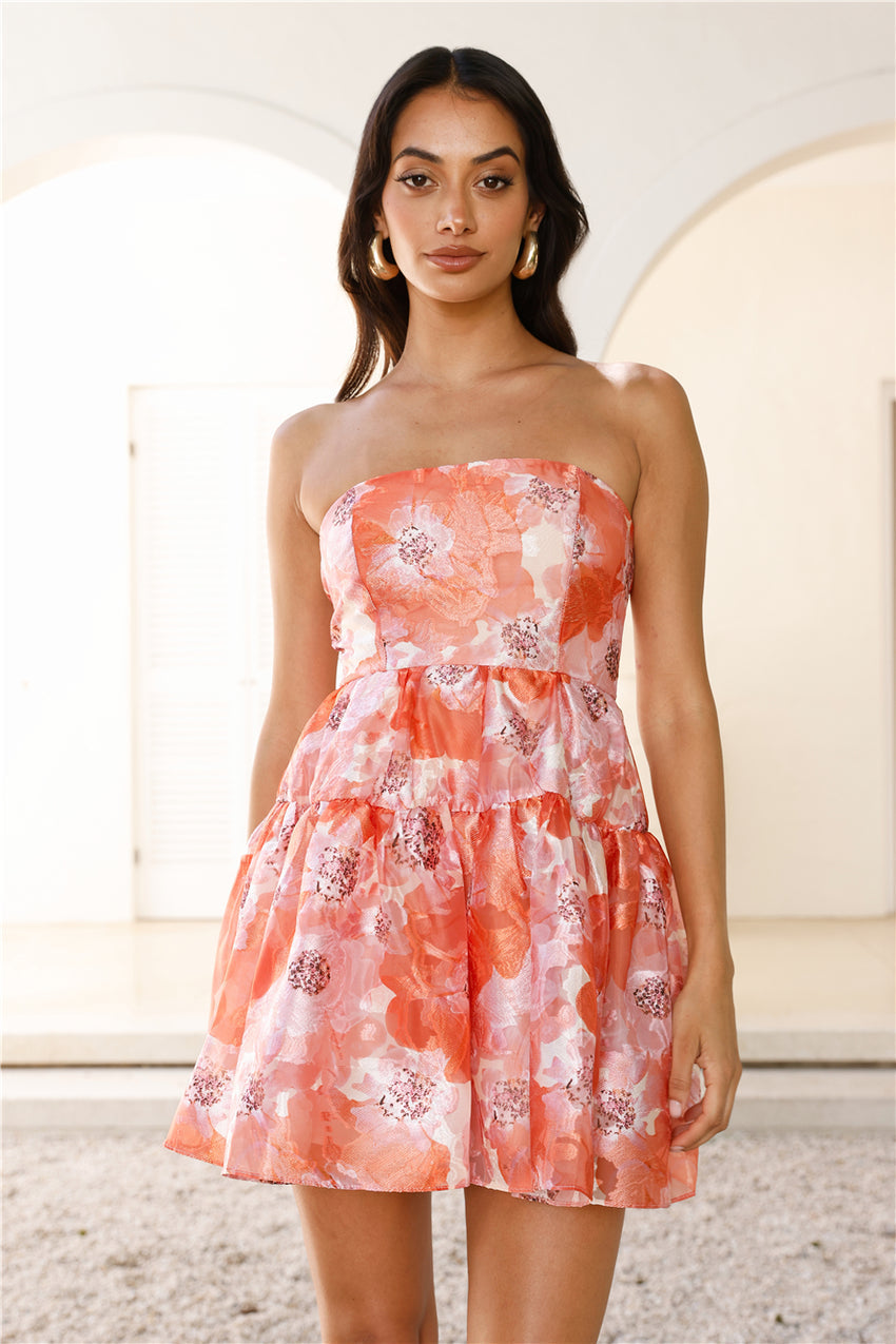 In Your Feelings Strapless Mini Dress Orange