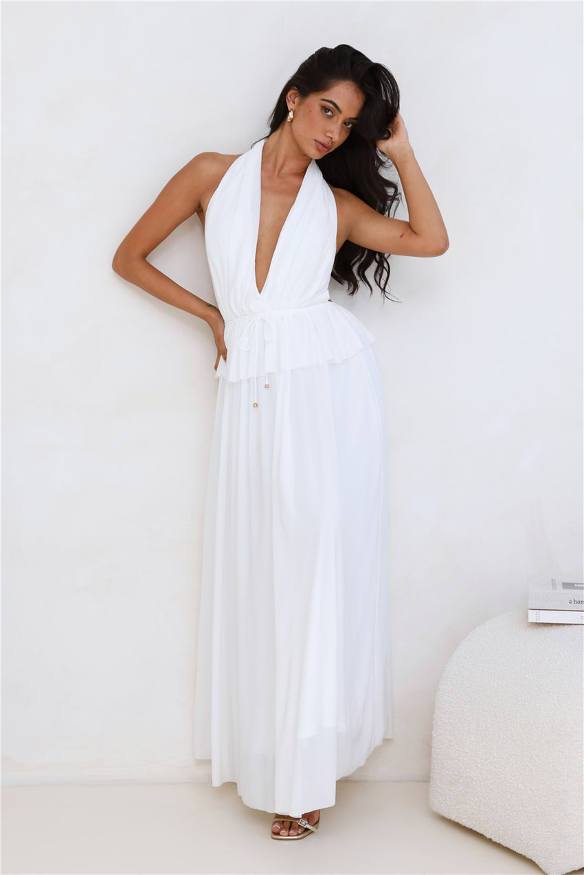 Love From Rosalie Halter Maxi Dress White