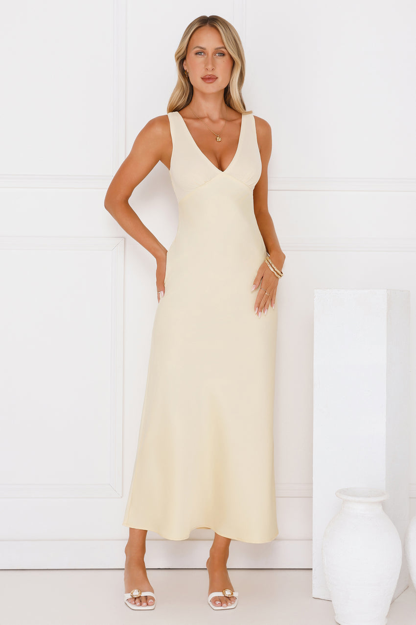 Butter Love Satin Maxi Dress Yellow