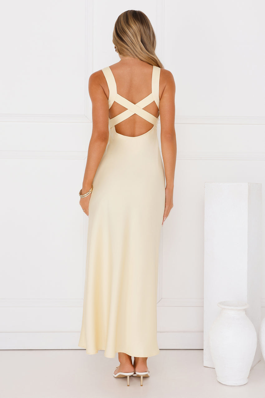 Butter Love Satin Maxi Dress Yellow
