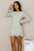Luxury Lookbook Long Sleeve Mini Dress Sage