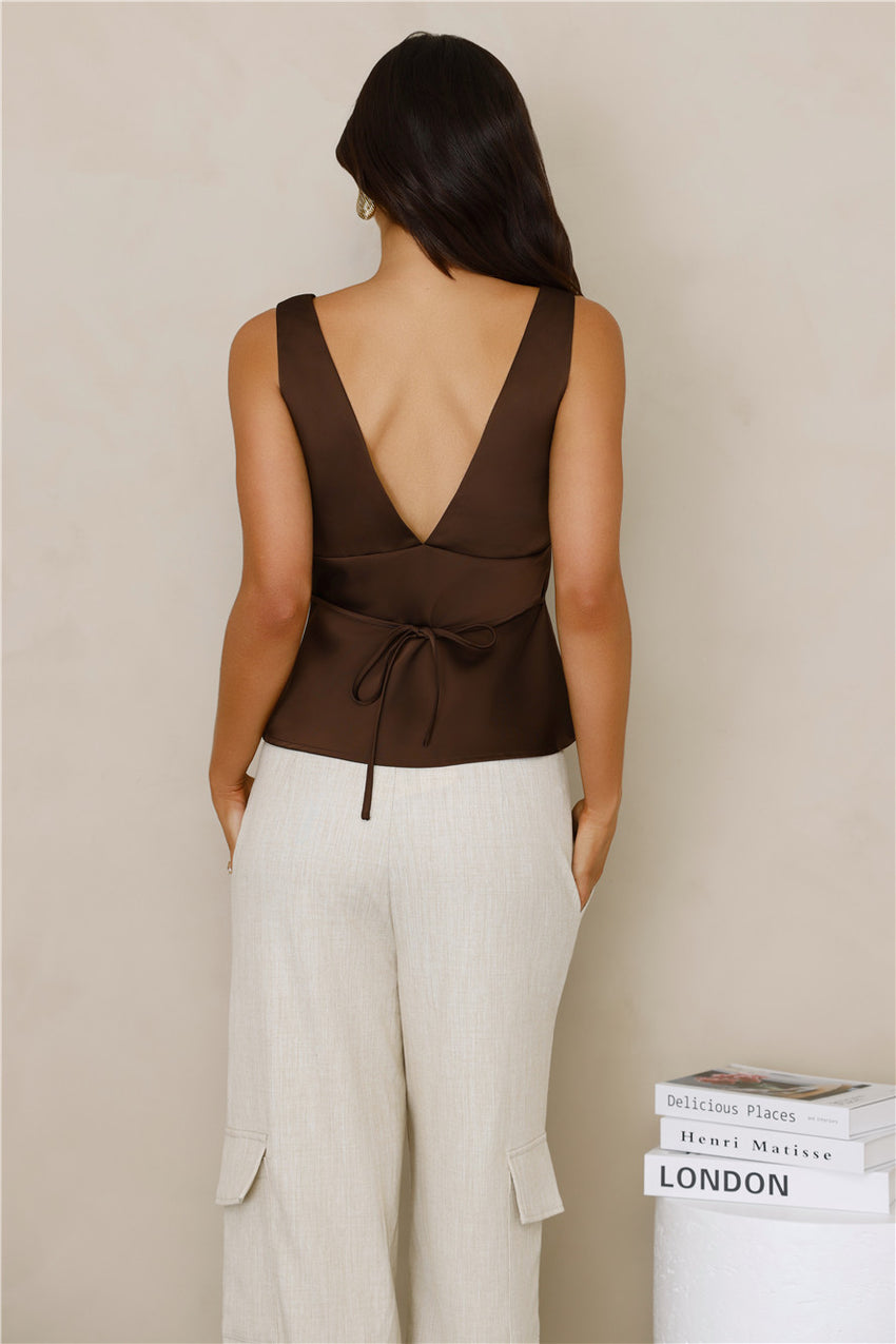 Eden Essence Satin Top Brown