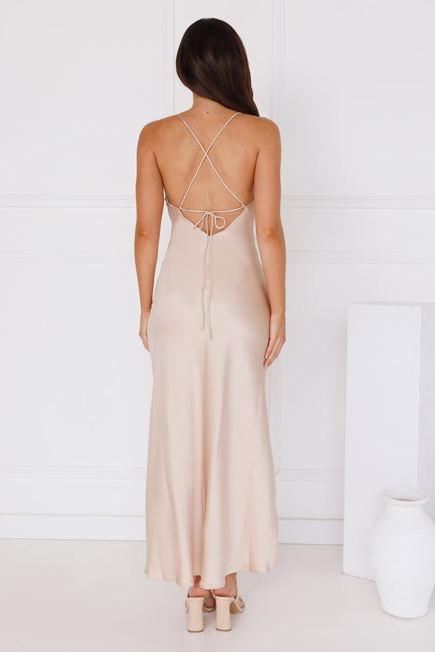 Moonbeam Sonata Satin Midi Dress Champagne