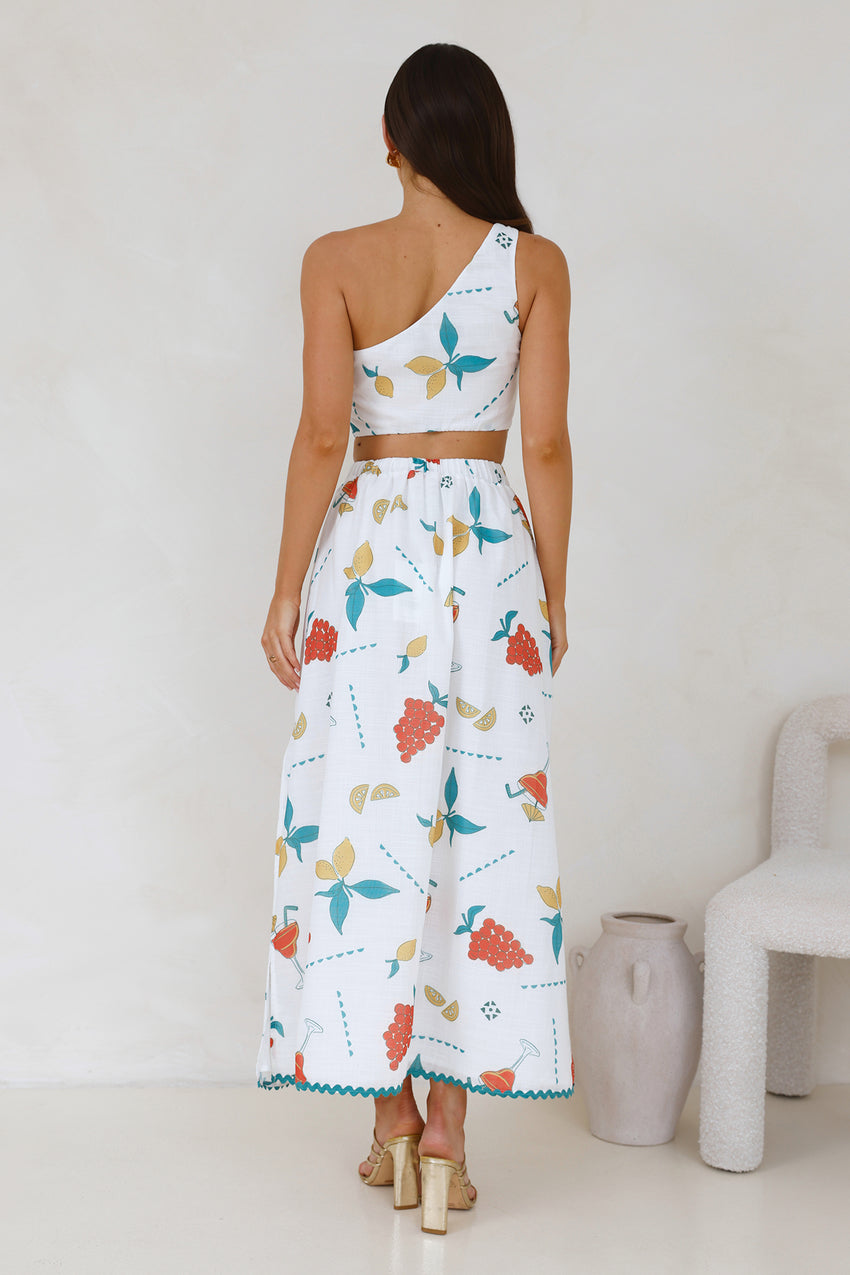 Citrus Squeeze One Shoulder Crop Top White