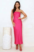 Cool Call Satin Maxi Dress Hot Pink