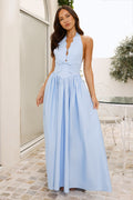Luxe Celebration Halter Maxi Dress Blue